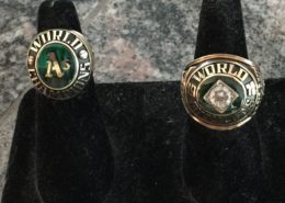 Two Oakland A's World Championship rings
