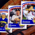 3 baseball cards front display